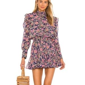 Misa Los Angeles Gianna Floral Print Chiffon Mini Dress Sz L NWT